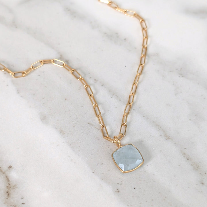 Blue Topaz Square Cushion Necklace – Refined Topaz Jewellery