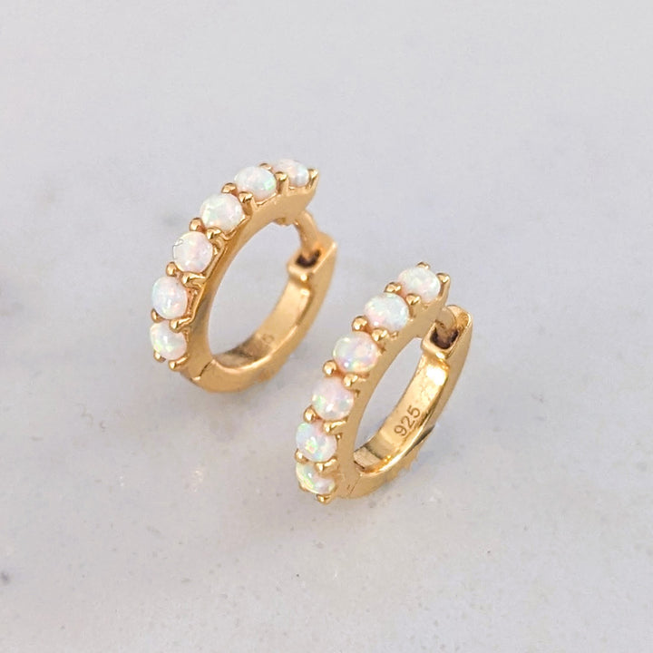 Opal Eternity Hoop Earrings – Effortless Opal Elegance