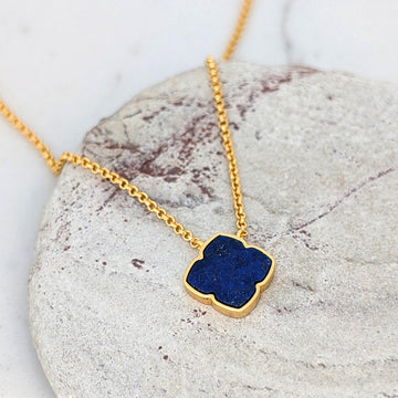 Lucky Clover Lapis Lazuli Necklace – Modern Talisman Jewellery