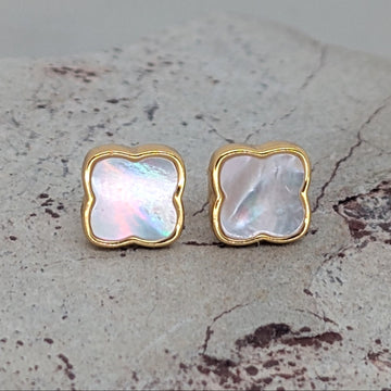 Lucky Clover Mother of Pearl Stud Earrings – Meaningful Pearl Talismans